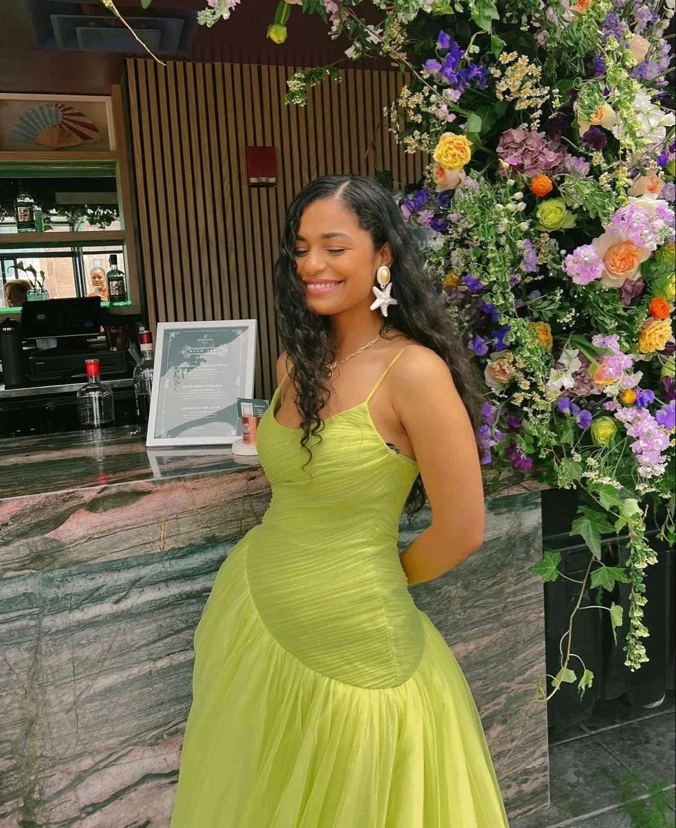 Vintage Green Tulle Muslim Evening Dress Women A Line  Pleated Formal Prom Dress Party Gowns Y4880