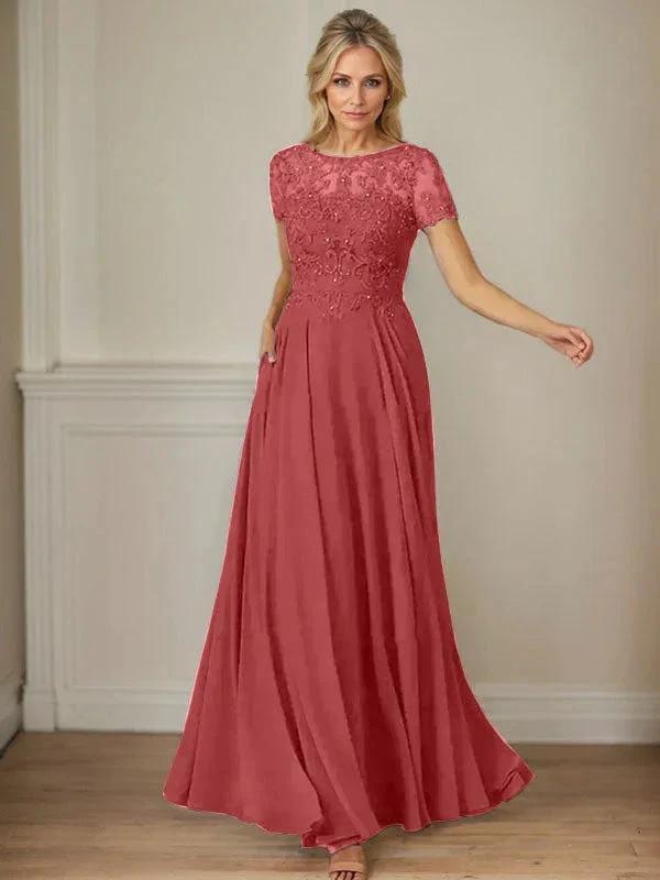 Dark Navy A-Line Boatneck Sequins Chiffon Dress