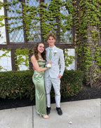 Sage Green Sheath Prom Dress Simple Evening Dress Y6114