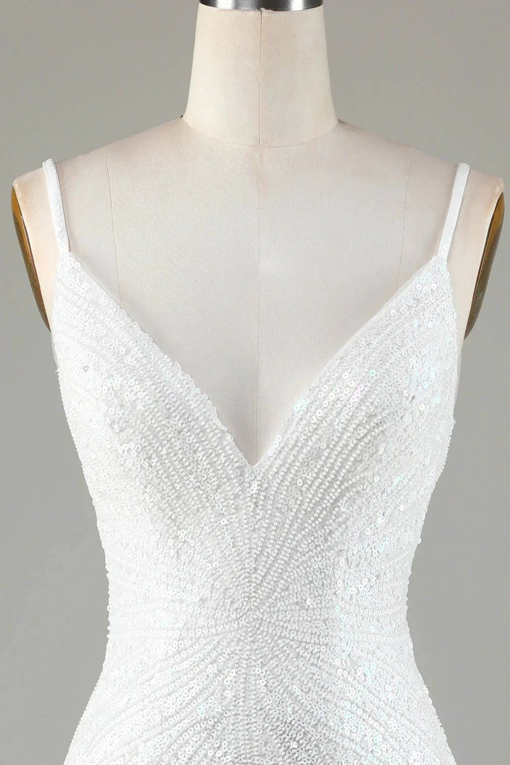 Sparkly White Lace-Up Back Beaded Short Homecoming Dress with Tassel