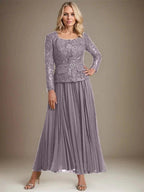 A-line Square Ankle-Length Chiffon Mother of the Bride Dress With Pleated
