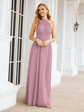 Numbersea Halter Sleeveless Bridesmaid Dresses Long for Party Wedding Evening 28054