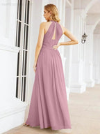 Numbersea Halter Sleeveless Bridesmaid Dresses Long for Party Wedding Evening 28054