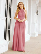 Numbersea Halter Sleeveless Bridesmaid Dresses Long for Party Wedding Evening 28054