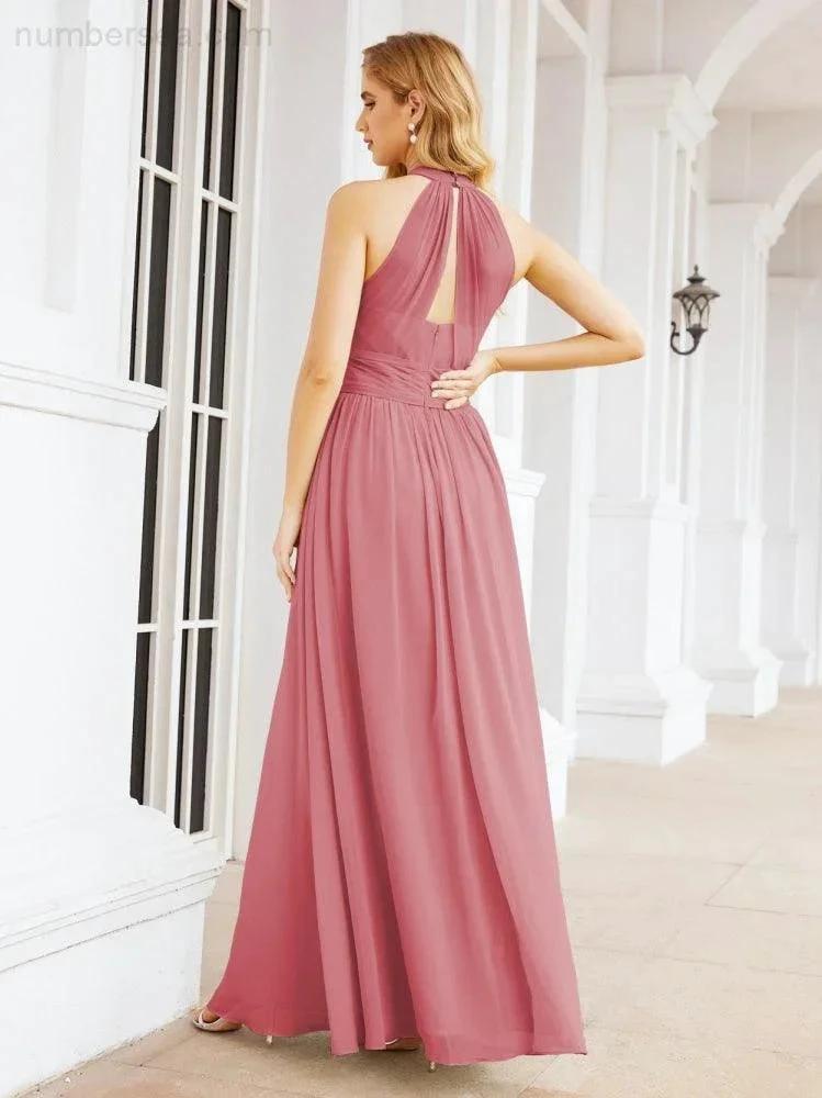 Numbersea Halter Sleeveless Bridesmaid Dresses Long for Party Wedding Evening 28054