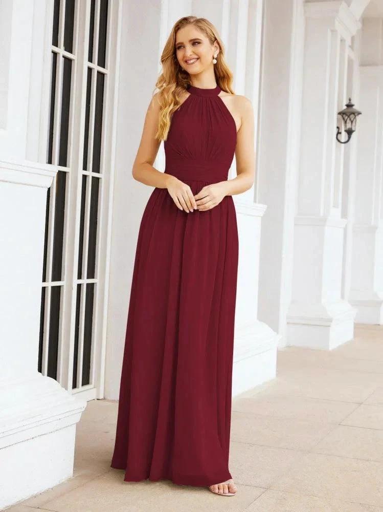 Numbersea Halter Sleeveless Bridesmaid Dresses Long for Party Wedding Evening 28054