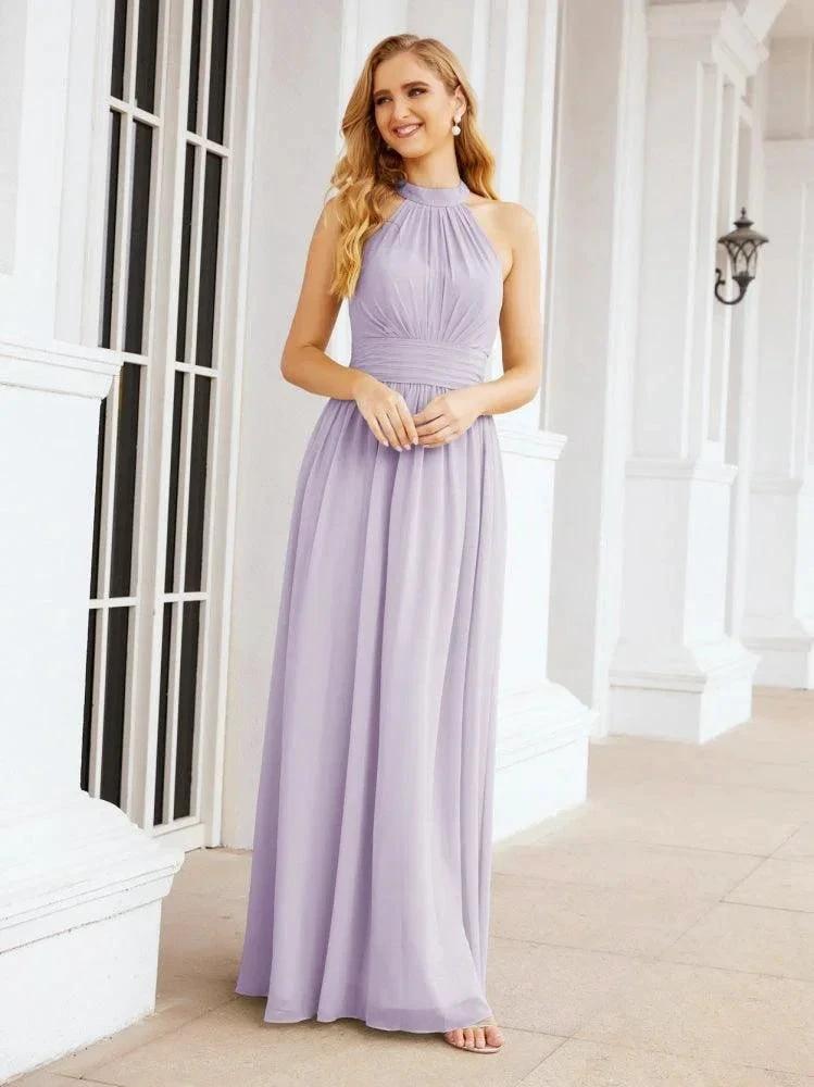 Numbersea Halter Sleeveless Bridesmaid Dresses Long for Party Wedding Evening 28054