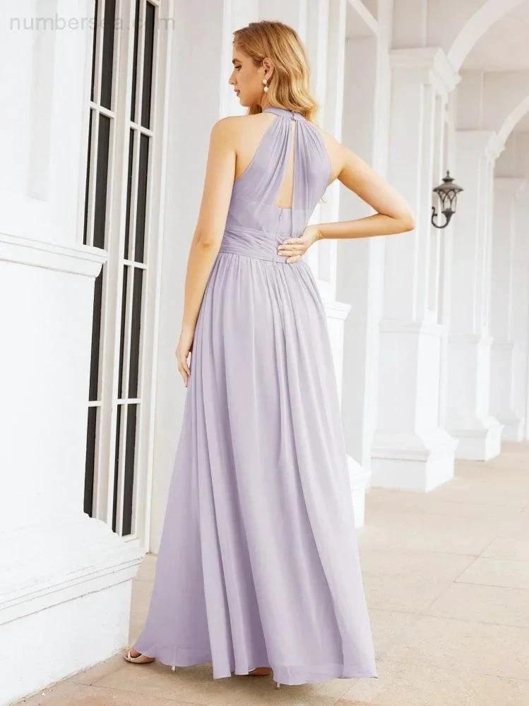 Numbersea Halter Sleeveless Bridesmaid Dresses Long for Party Wedding Evening 28054