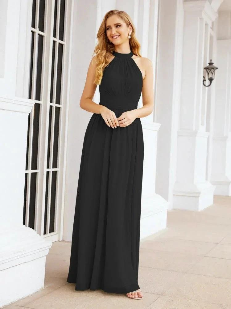 Numbersea Halter Sleeveless Bridesmaid Dresses Long for Party Wedding Evening 28054