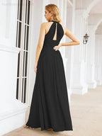 Numbersea Halter Sleeveless Bridesmaid Dresses Long for Party Wedding Evening 28054