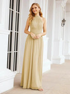 Numbersea Halter Sleeveless Bridesmaid Dresses Long for Party Wedding Evening 28054