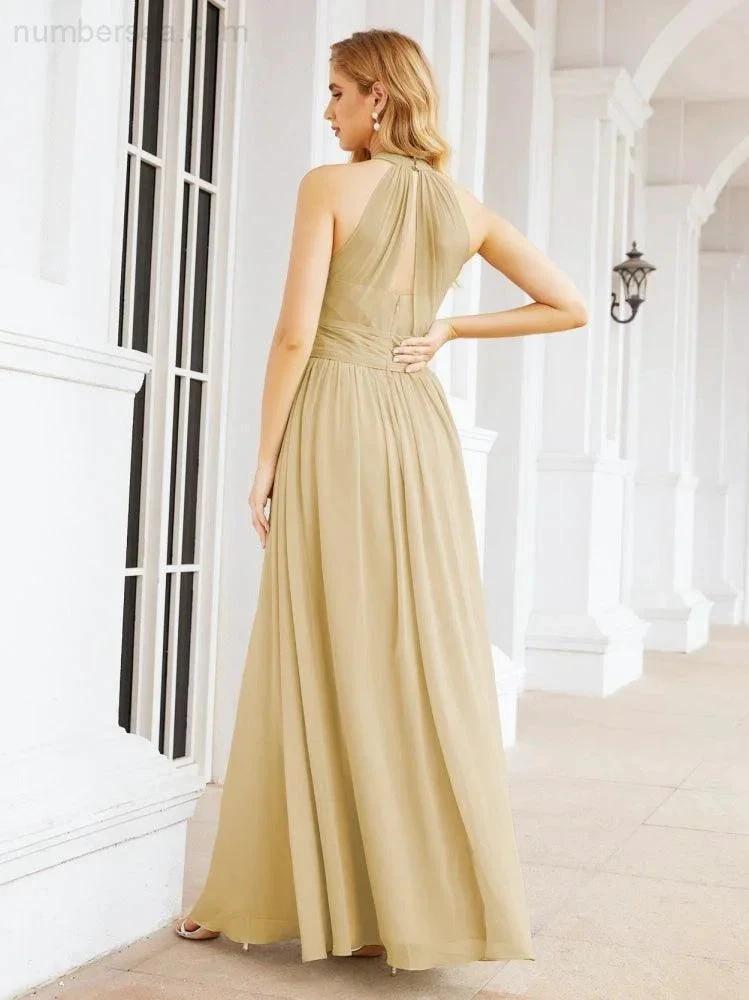 Numbersea Halter Sleeveless Bridesmaid Dresses Long for Party Wedding Evening 28054