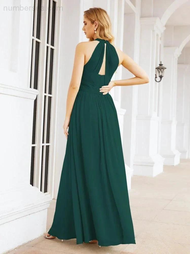 Numbersea Halter Sleeveless Bridesmaid Dresses Long for Party Wedding Evening 28054
