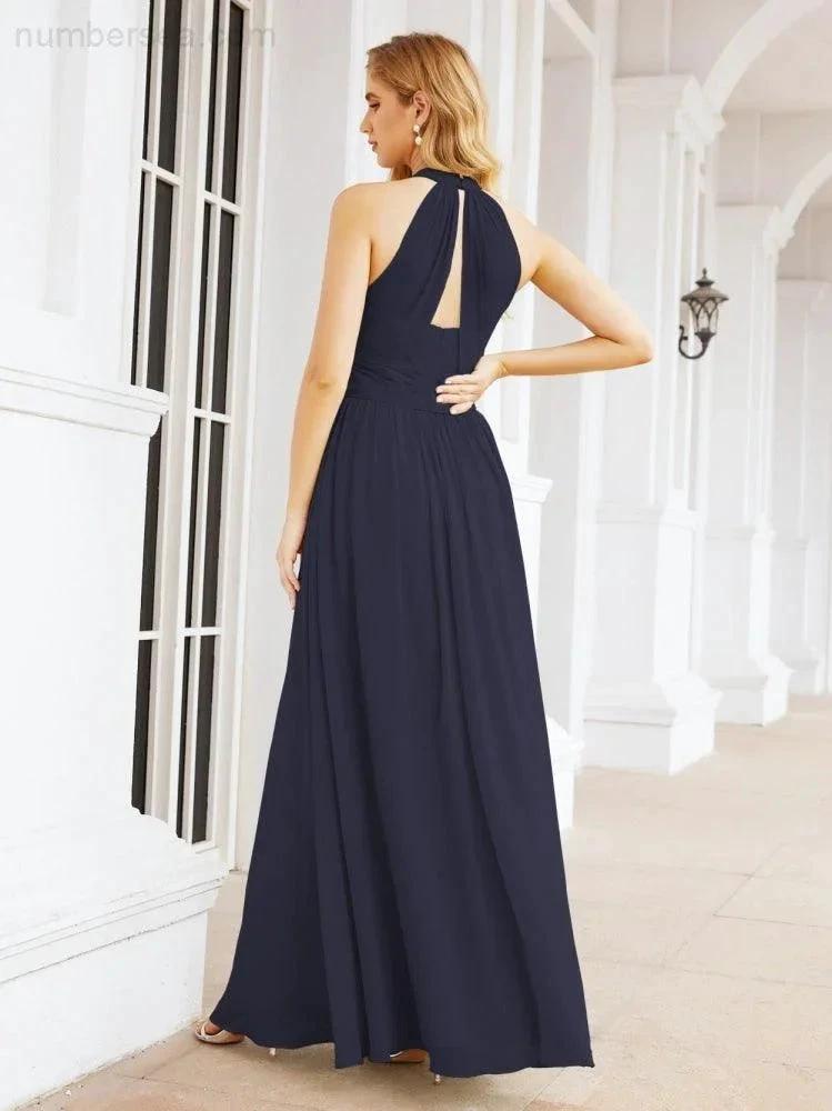 Numbersea Halter Sleeveless Bridesmaid Dresses Long for Party Wedding Evening 28054