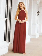 Numbersea Halter Sleeveless Bridesmaid Dresses Long for Party Wedding Evening 28054