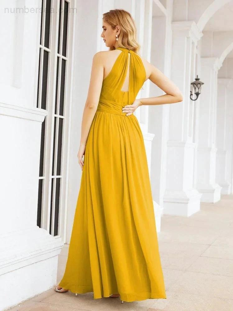 Numbersea Halter Sleeveless Bridesmaid Dresses Long for Party Wedding Evening 28054