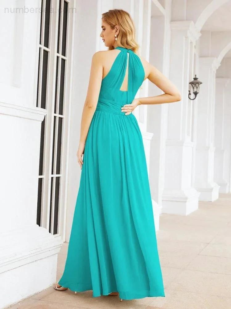 Numbersea Halter Sleeveless Bridesmaid Dresses Long for Party Wedding Evening 28054