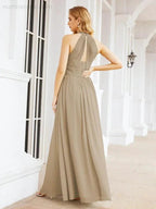 Numbersea Halter Sleeveless Bridesmaid Dresses Long for Party Wedding Evening 28054
