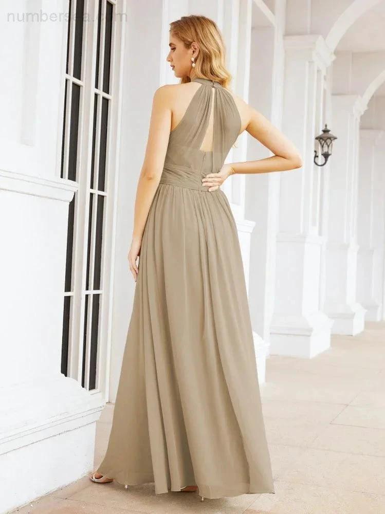Numbersea Halter Sleeveless Bridesmaid Dresses Long for Party Wedding Evening 28054
