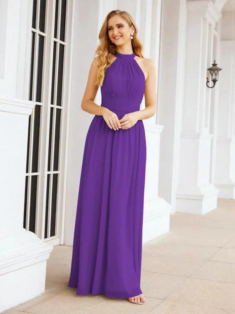 Numbersea Halter Sleeveless Bridesmaid Dresses Long for Party Wedding Evening 28054