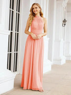 Numbersea Halter Sleeveless Bridesmaid Dresses Long for Party Wedding Evening 28054