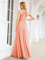 Numbersea Halter Sleeveless Bridesmaid Dresses Long for Party Wedding Evening 28054