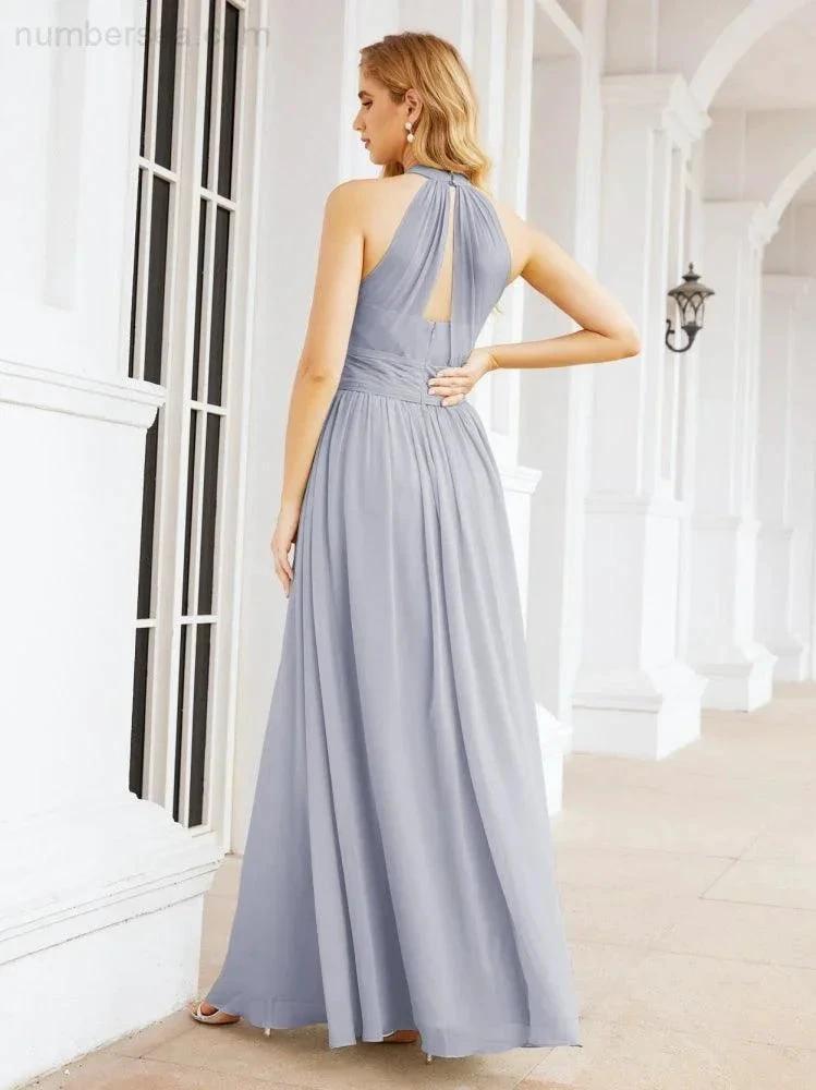 Numbersea Halter Sleeveless Bridesmaid Dresses Long for Party Wedding Evening 28054