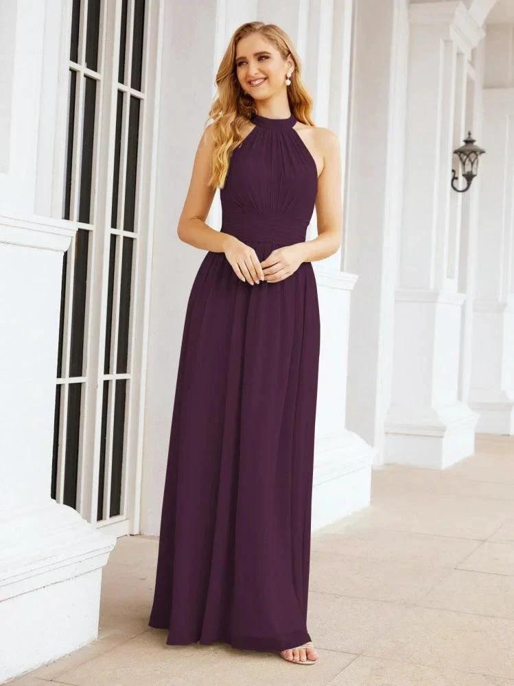 Numbersea Halter Sleeveless Bridesmaid Dresses Long for Party Wedding Evening 28054