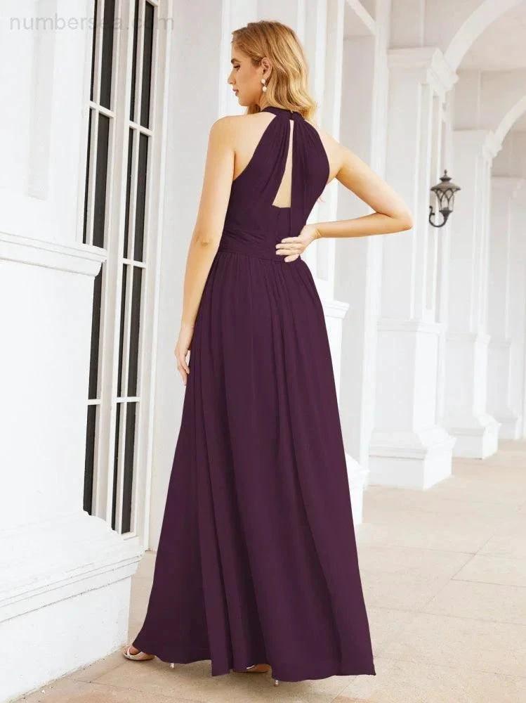 Numbersea Halter Sleeveless Bridesmaid Dresses Long for Party Wedding Evening 28054
