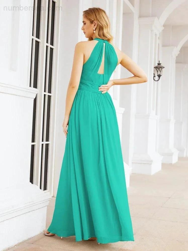 Numbersea Halter Sleeveless Bridesmaid Dresses Long for Party Wedding Evening 28054