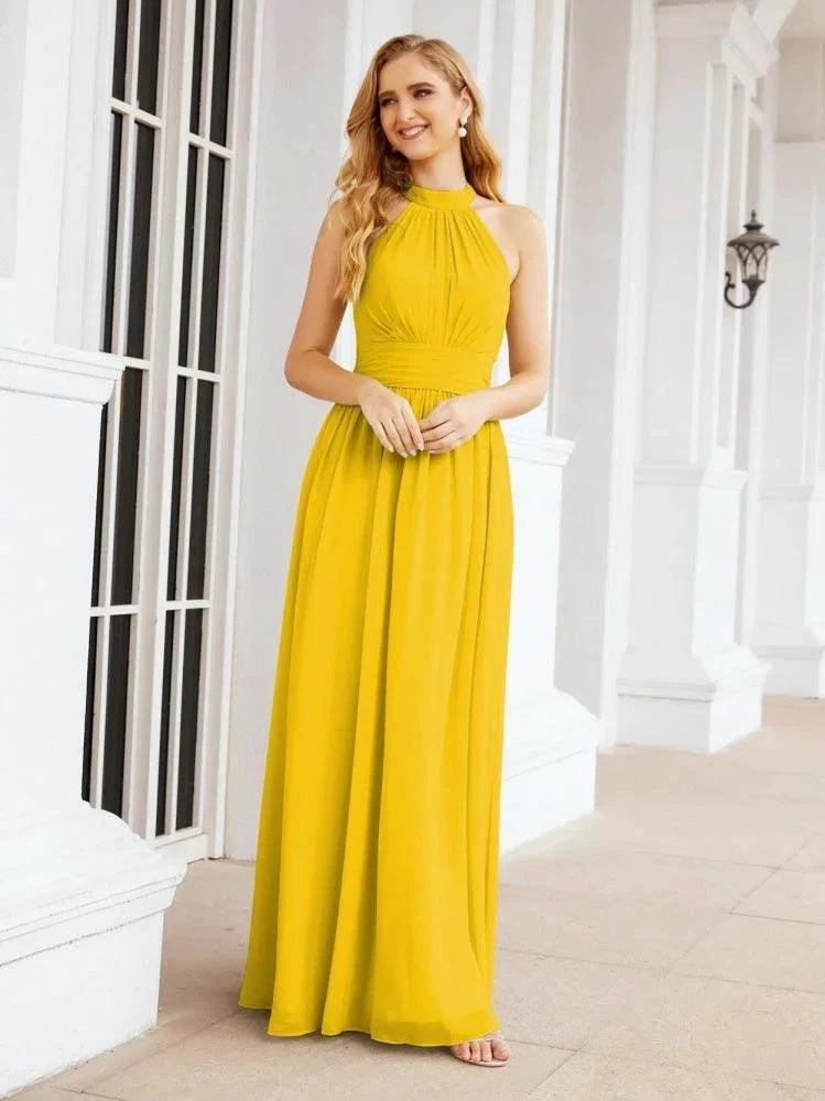 Numbersea Halter Sleeveless Bridesmaid Dresses Long for Party Wedding Evening 28054