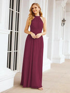 Numbersea Halter Sleeveless Bridesmaid Dresses Long for Party Wedding Evening 28054