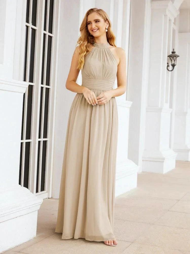 Numbersea Halter Sleeveless Bridesmaid Dresses Long for Party Wedding Evening 28054