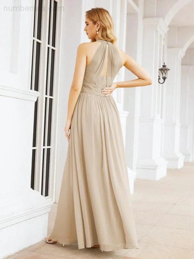 Numbersea Halter Sleeveless Bridesmaid Dresses Long for Party Wedding Evening 28054