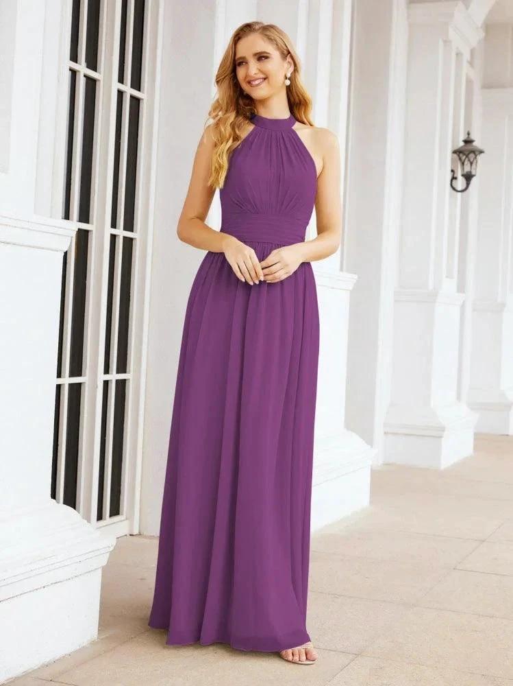 Numbersea Halter Sleeveless Bridesmaid Dresses Long for Party Wedding Evening 28054