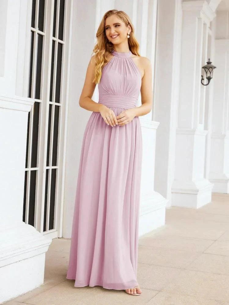 Numbersea Halter Sleeveless Bridesmaid Dresses Long for Party Wedding Evening 28054