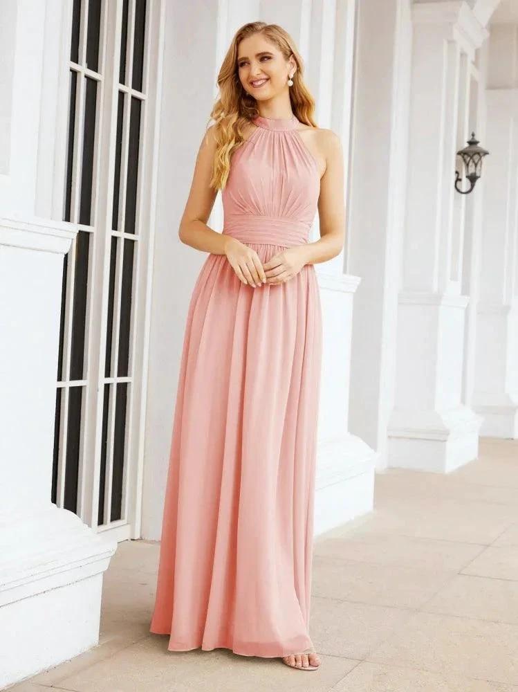Numbersea Halter Sleeveless Bridesmaid Dresses Long for Party Wedding Evening 28054