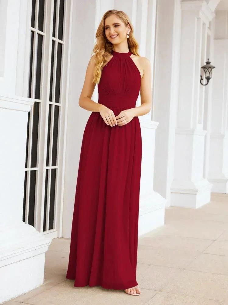 Numbersea Halter Sleeveless Bridesmaid Dresses Long for Party Wedding Evening 28054