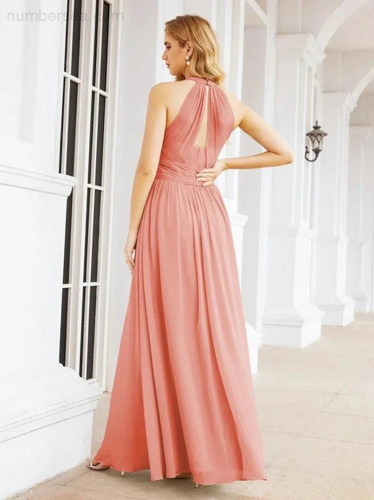 Numbersea Halter Sleeveless Bridesmaid Dresses Long for Party Wedding Evening 28054