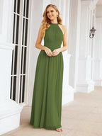 Numbersea Halter Sleeveless Bridesmaid Dresses Long for Party Wedding Evening 28054