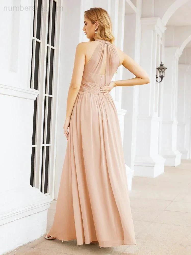 Numbersea Halter Sleeveless Bridesmaid Dresses Long for Party Wedding Evening 28054