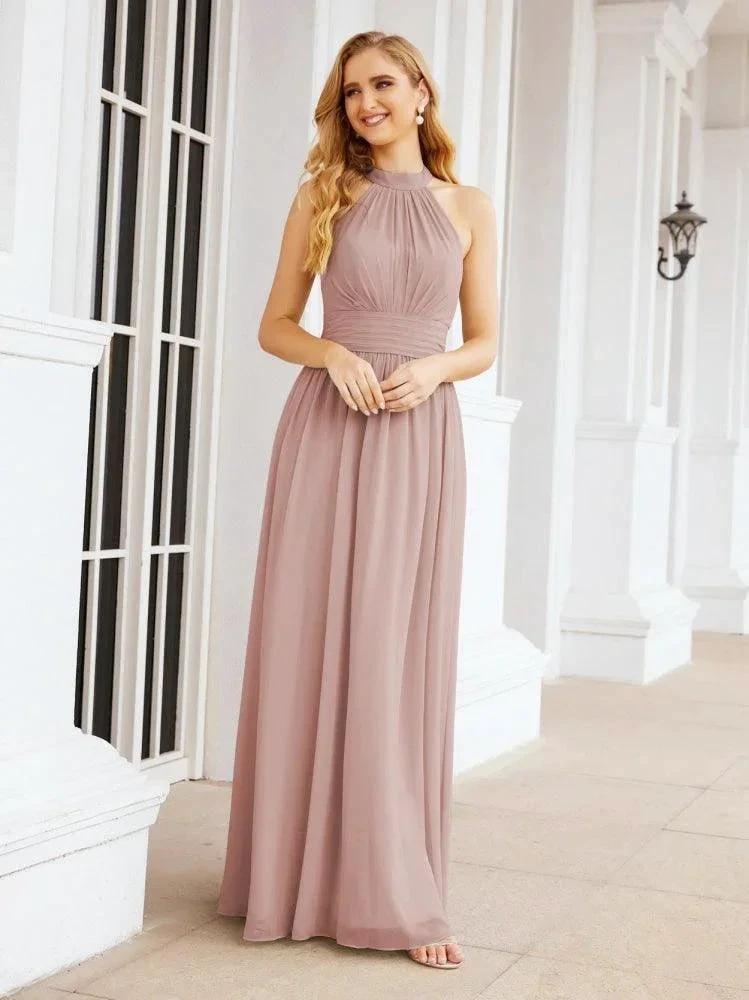 Numbersea Halter Sleeveless Bridesmaid Dresses Long for Party Wedding Evening 28054
