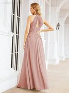 Numbersea Halter Sleeveless Bridesmaid Dresses Long for Party Wedding Evening 28054