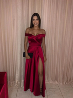 Classic Off The Shoulder A-line Evening Dress Y5772