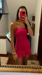 Strapless Hot Pink Homecoming Dress Mini Dress Y2136