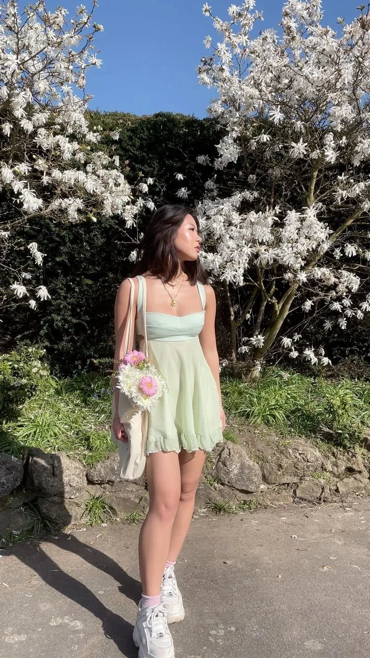 Green A-line Mini Homecoming Dress Backless Party Dress Y2510