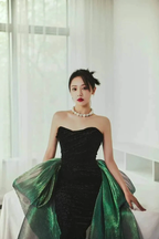 Chic Mermaid Strapless Prom Dress Mermaid Evening Dress Formal Gown Y4551