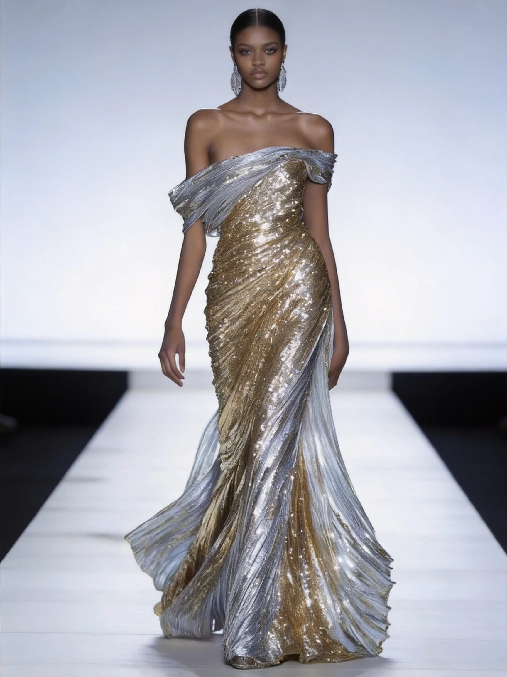 Sparkly Sequins Off The Shoulder Mermaid Evening Dress Long Prom Dress Y8393