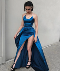 Sexy Blue Backless Prom Dress Blue Evening Dress Y4567