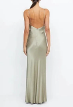 Sexy V Neck Yellow Satin Evening Dress Long Prom Dress Y7882